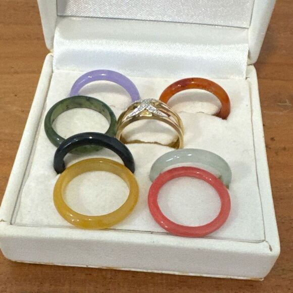 Vintage 14K Gold Interchangeable Ring Set with Diamonds size 7 - Picture 1 of 8